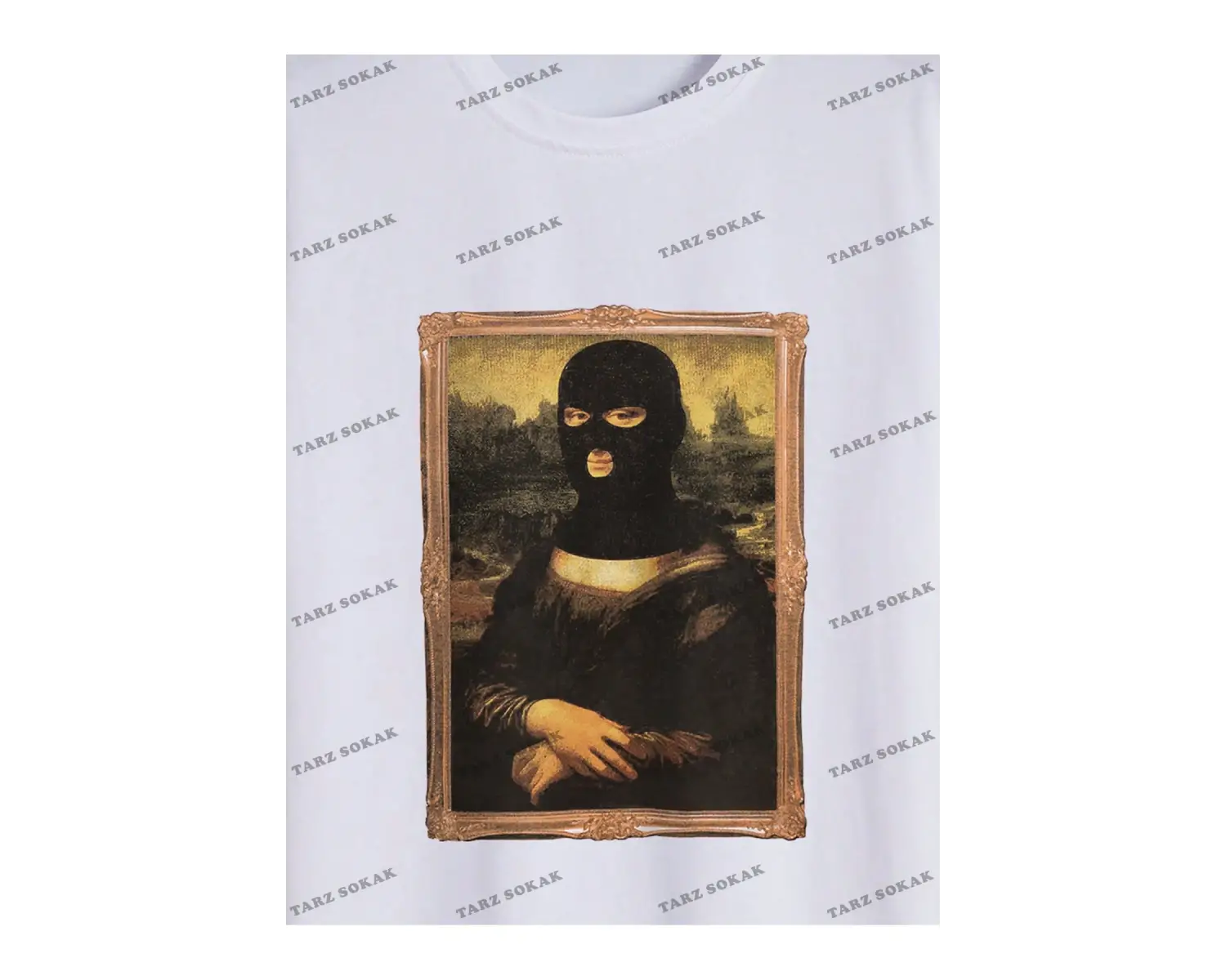 KOD Trend Erkek Büyük Beden Komik Mona Lisa Baskılı T-Shirt