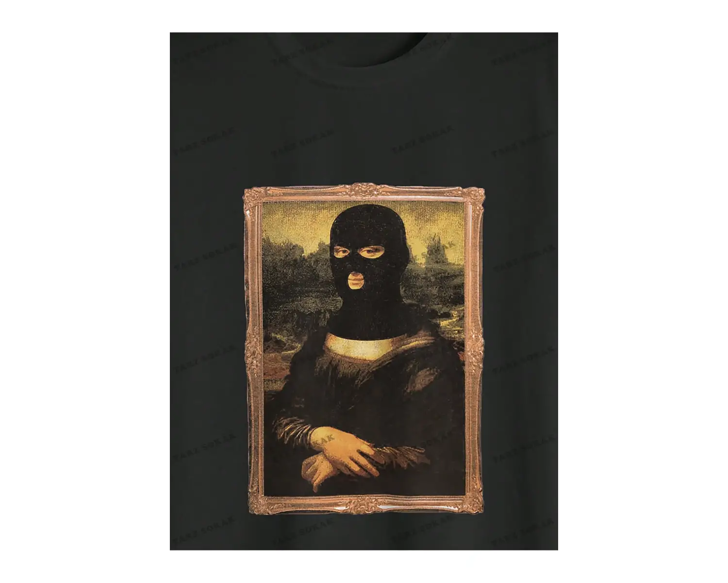 KOD Trend Erkek Büyük Beden Komik Mona Lisa Baskılı T-Shirt