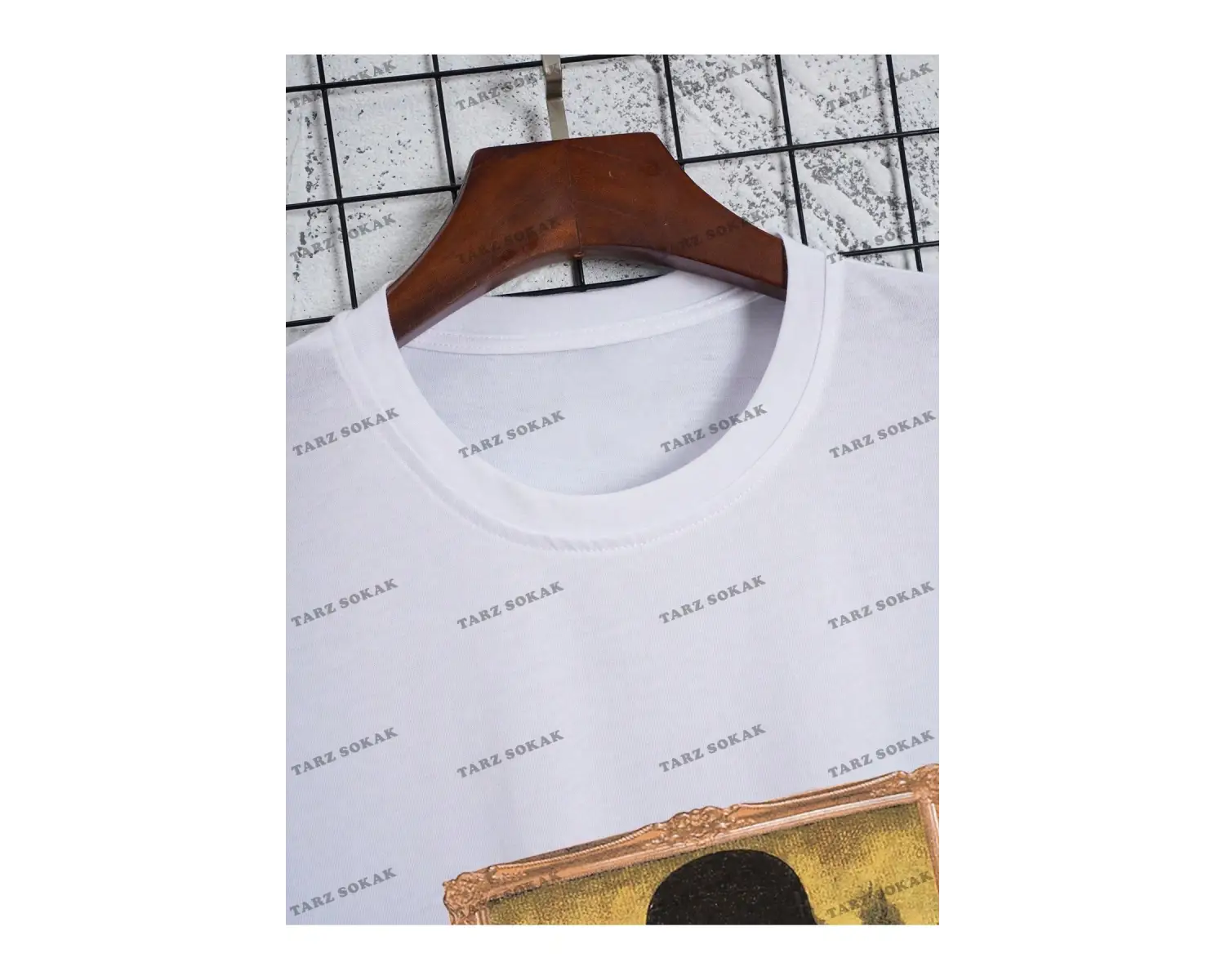 KOD Trend Erkek Büyük Beden Komik Mona Lisa Baskılı T-Shirt