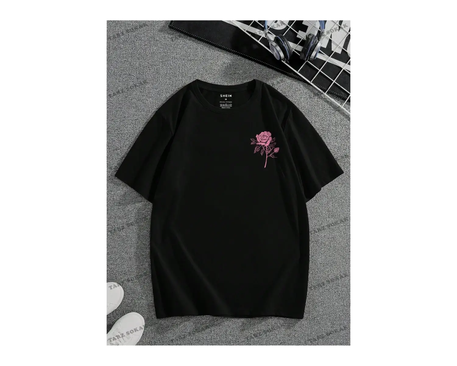 KOD Trend Erkek Çiçek & Slogan Grafikli Tişört