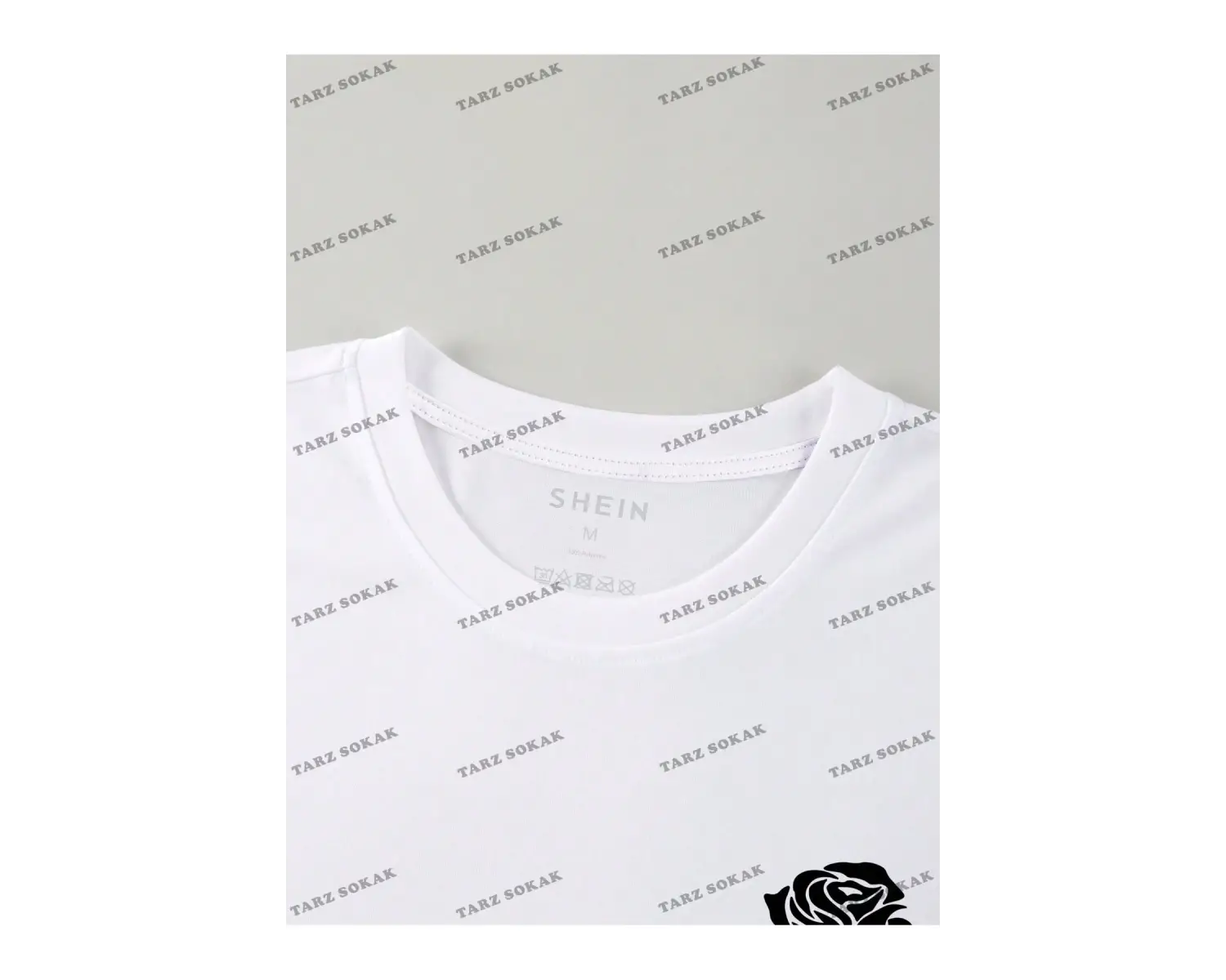 KOD Trend Erkek Japon Harfli ve Çiçek Baskılı Tişört