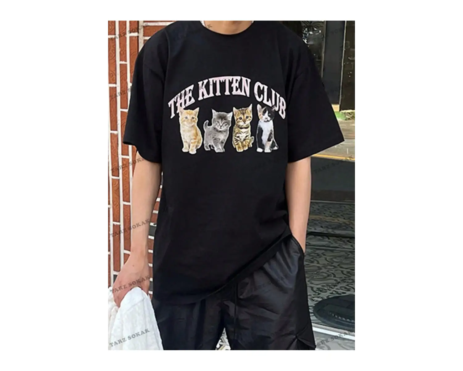 KOD Trend Erkek Kedi & Harf Grafikli Tişört