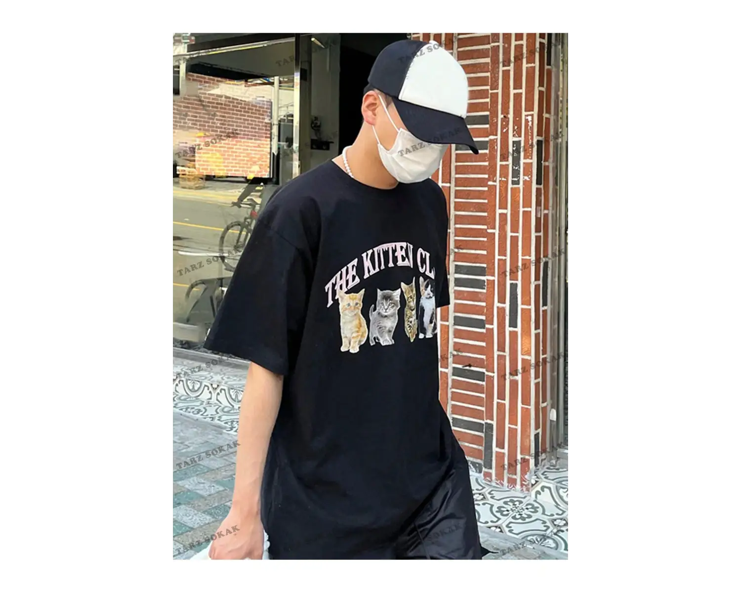 KOD Trend Erkek Kedi & Harf Grafikli Tişört