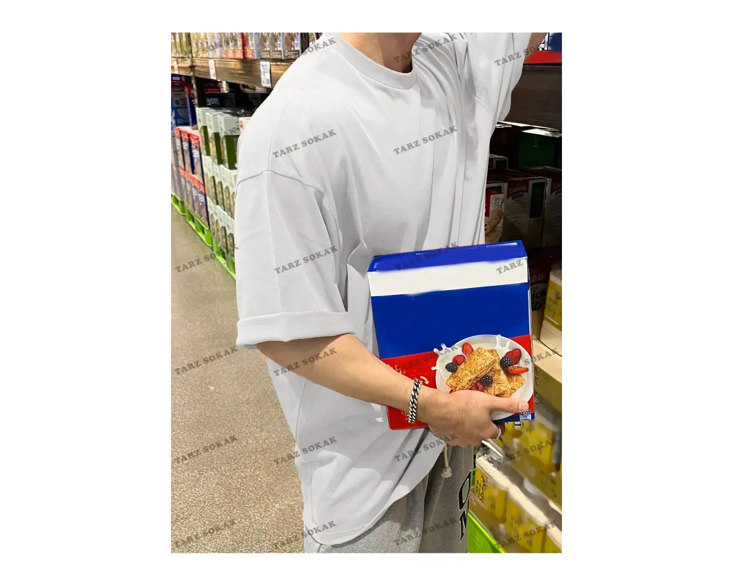 KOD Trend Erkek Pamuk Katı Damla Omuz Tişörtü