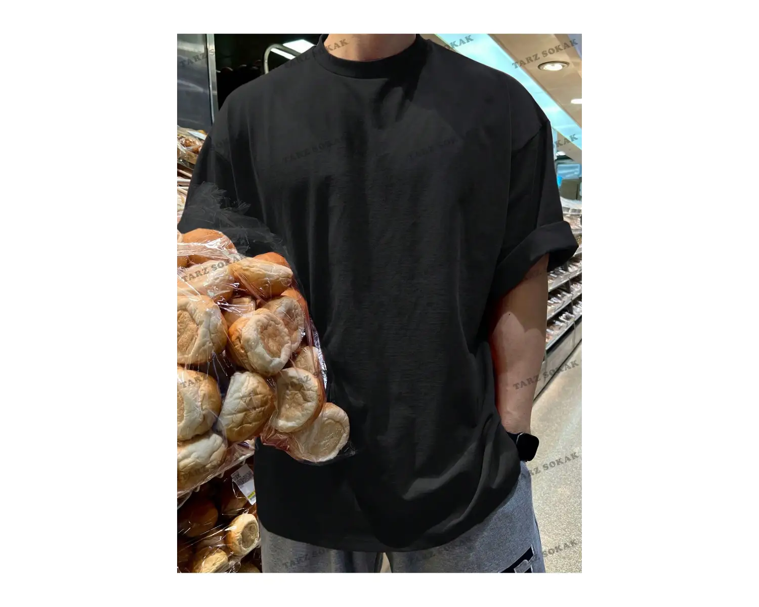 KOD Trend Erkek Pamuk Katı Damla Omuz Tişörtü