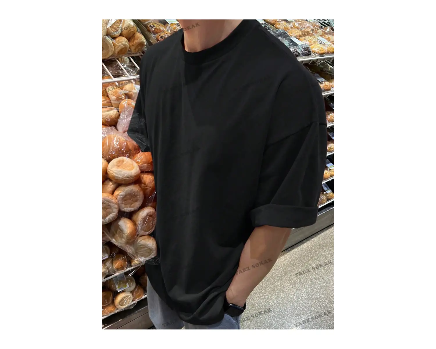 KOD Trend Erkek Pamuk Katı Damla Omuz Tişörtü