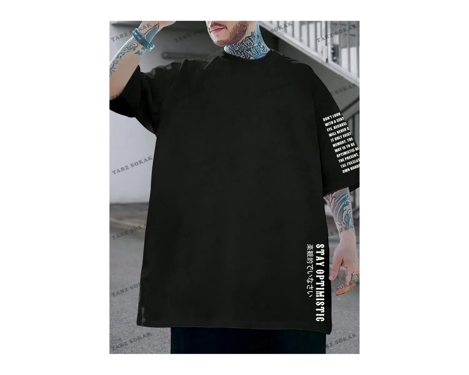 KOD Trend Erkek Sloganlı Düşük Omuz Oversize Tişört