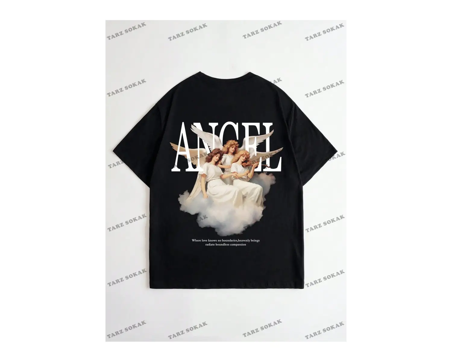 KOD Trend Erkek Sloganlı ve Melek Baskılı Tişört