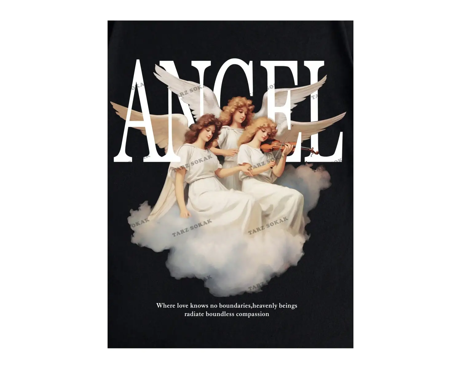 KOD Trend Erkek Sloganlı ve Melek Baskılı Tişört