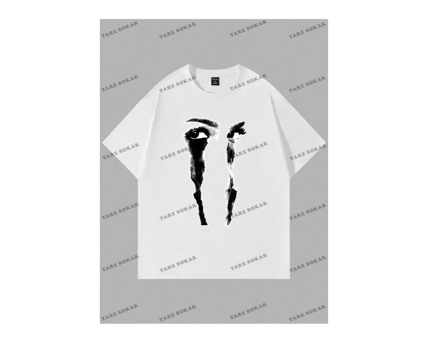 KOD Trend Goth Erkek Figür Grafik Damla Omuz Tişört