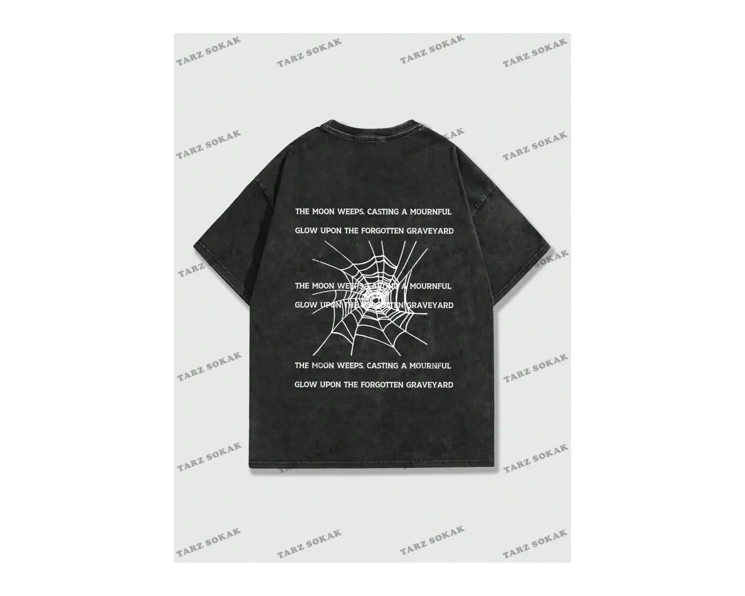 KOD Trend Grunge Punk Erkek Örümcek Mektup Grafikli Tişört