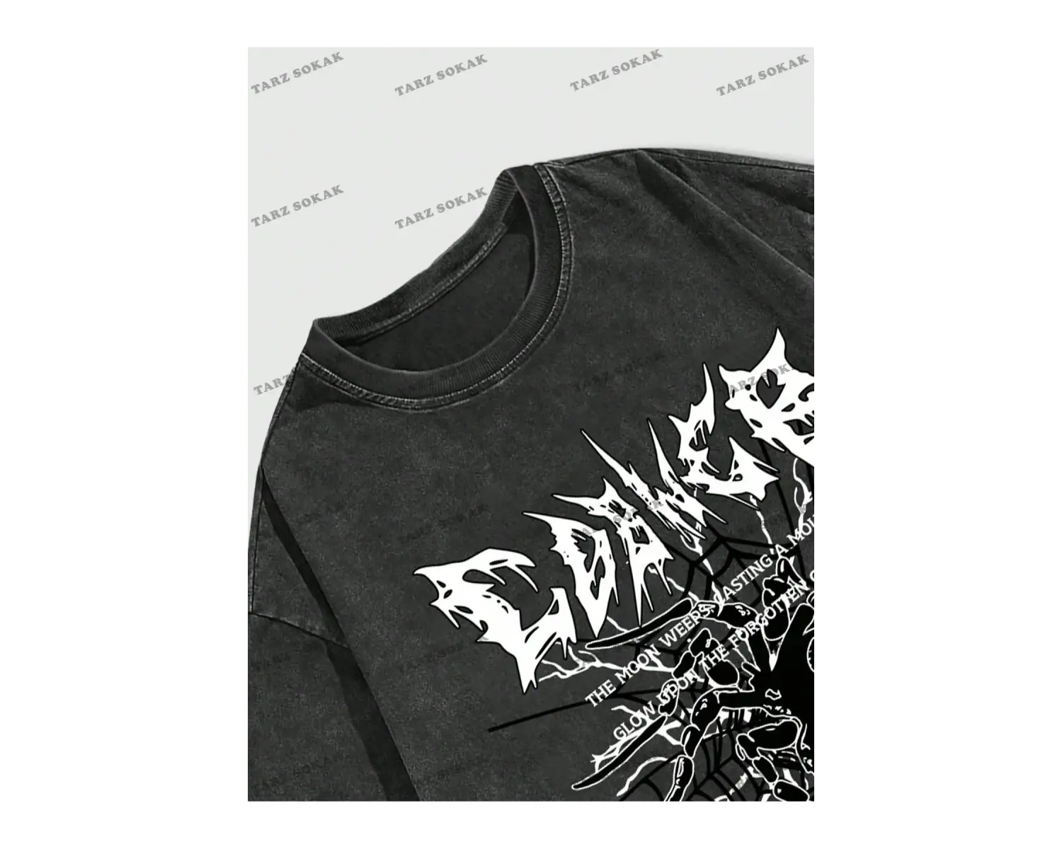 KOD Trend Grunge Punk Erkek Örümcek Mektup Grafikli Tişört
