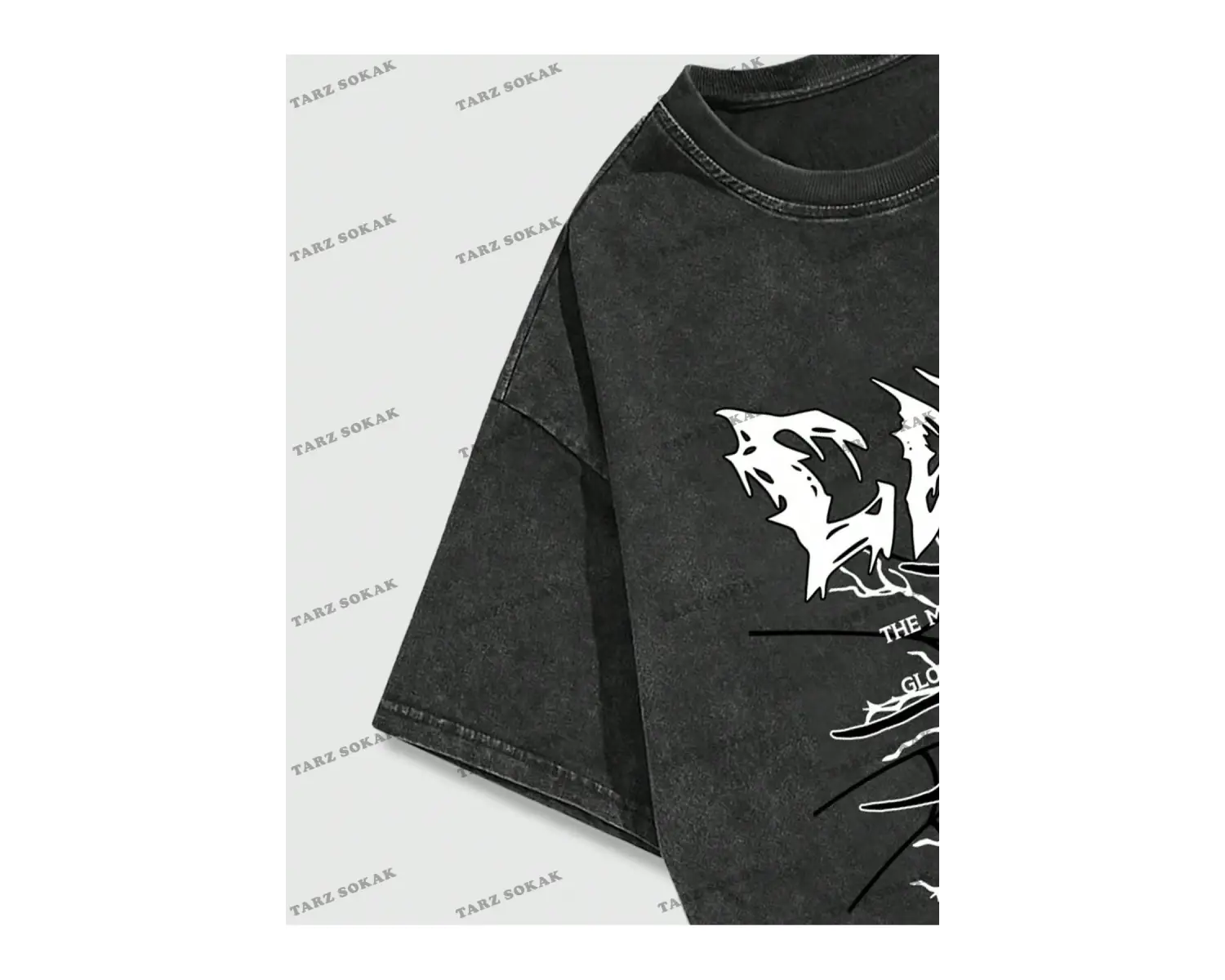 KOD Trend Grunge Punk Erkek Örümcek Mektup Grafikli Tişört