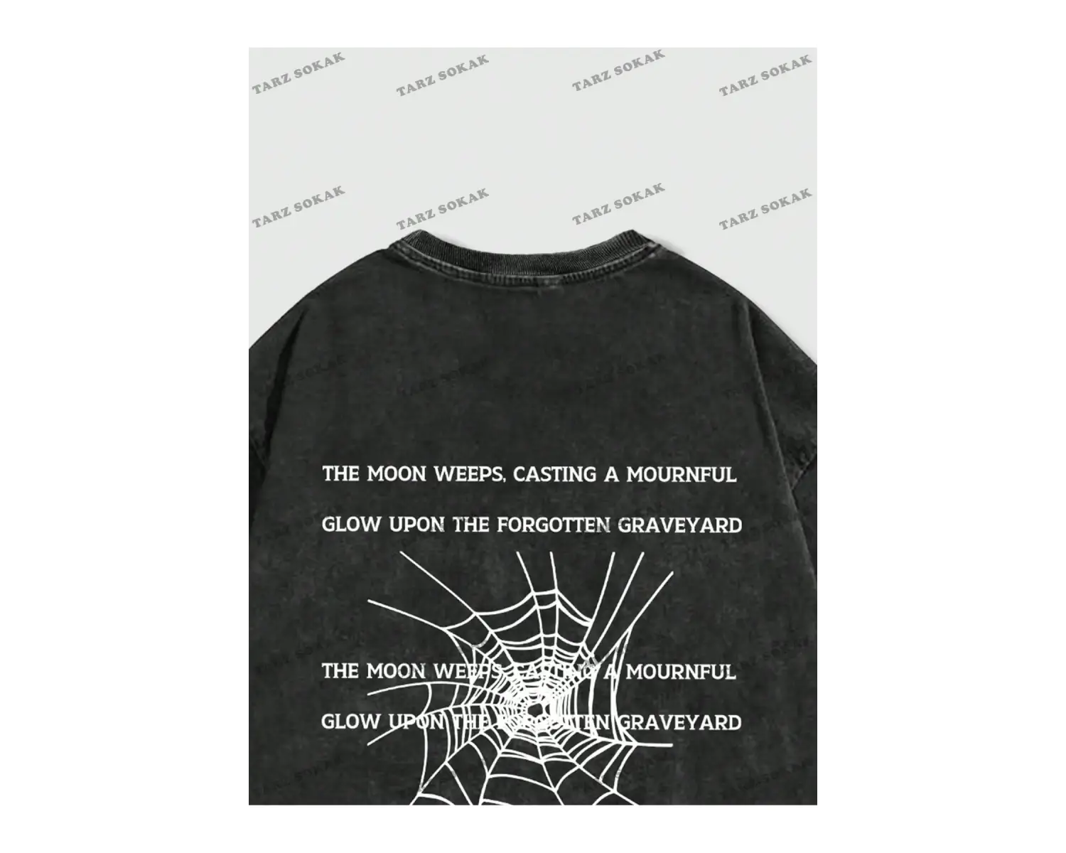 KOD Trend Grunge Punk Erkek Örümcek Mektup Grafikli Tişört