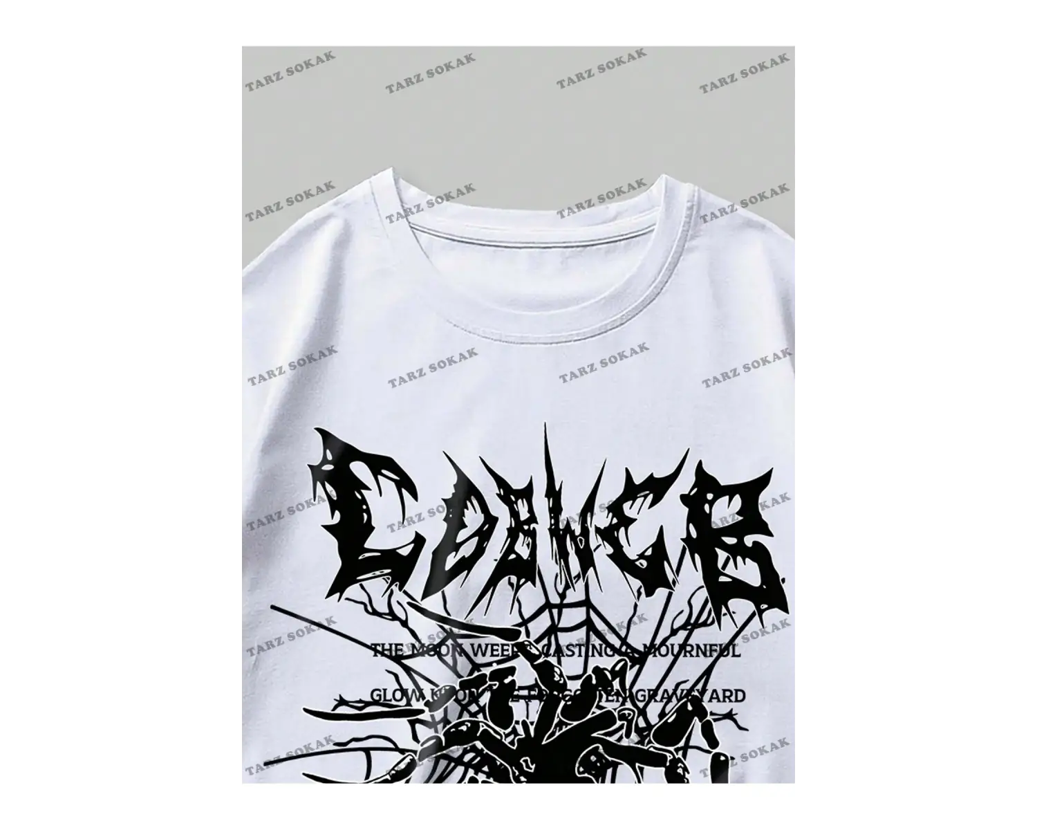 KOD Trend Grunge Punk Erkek Örümcek Mektup Grafikli Tişört