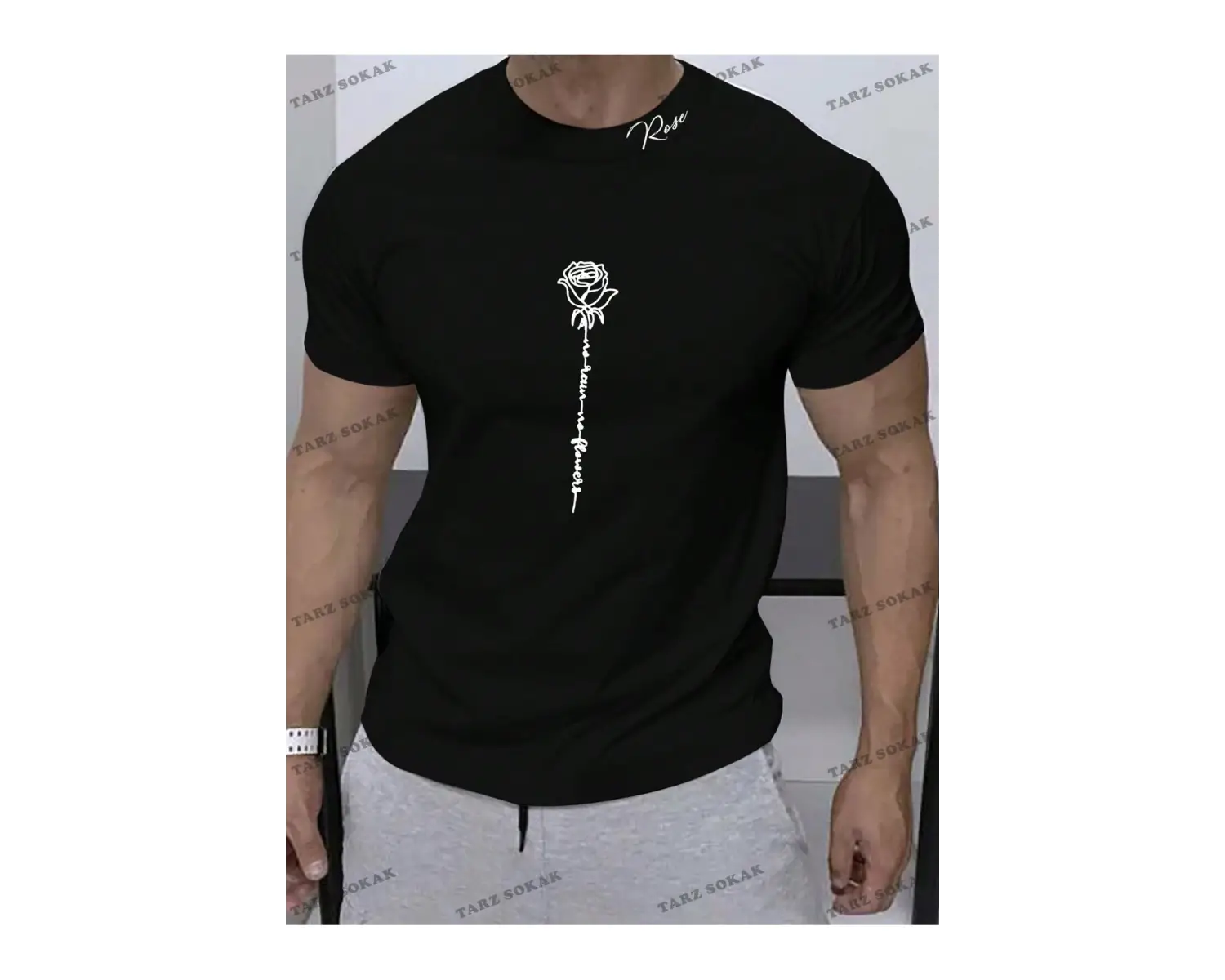 KOD Trend Homme Erkek Çiçek ve Harf Grafikli Tişört