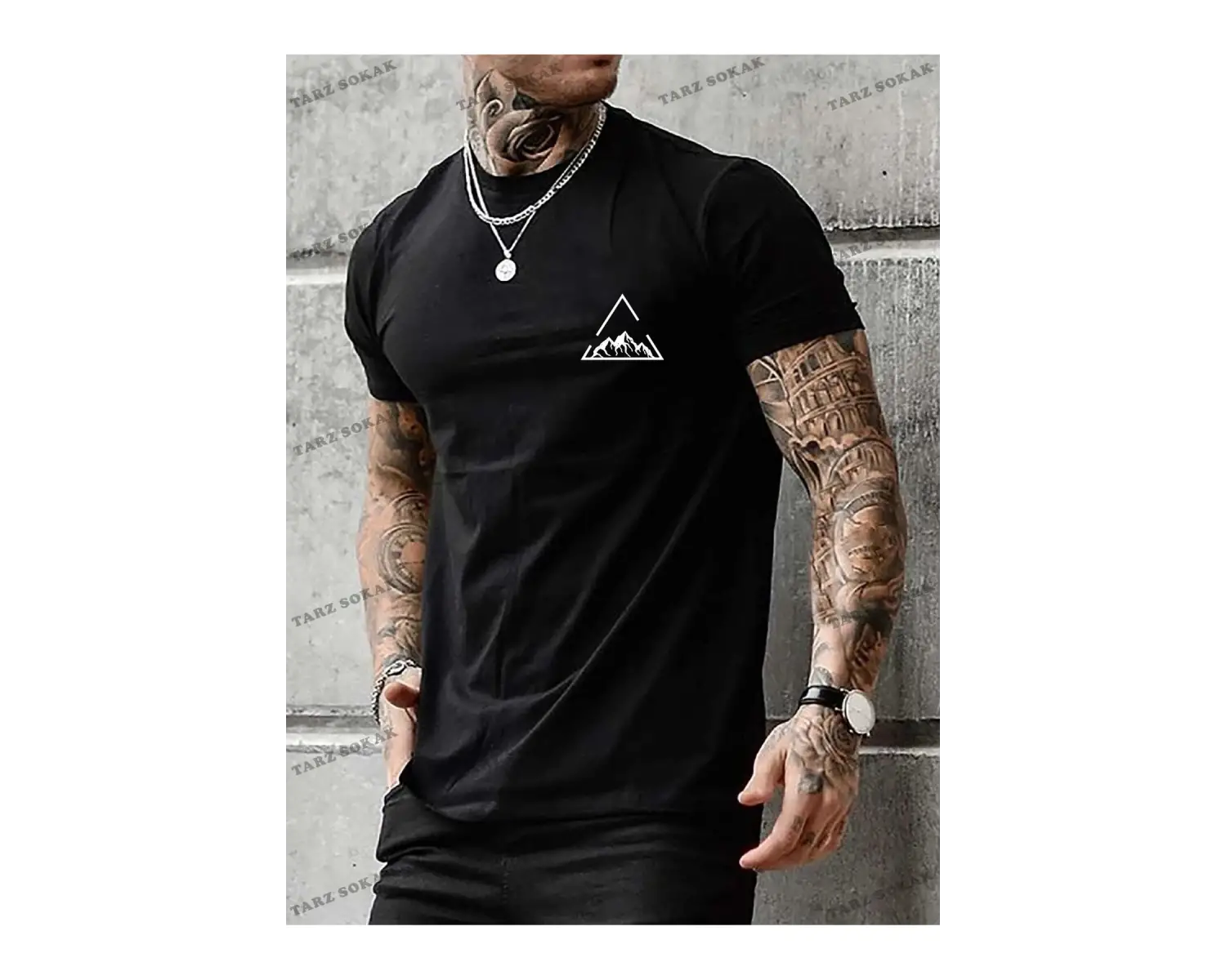 KOD Trend Homme Erkek Dağ ve Geo Baskılı Tişört