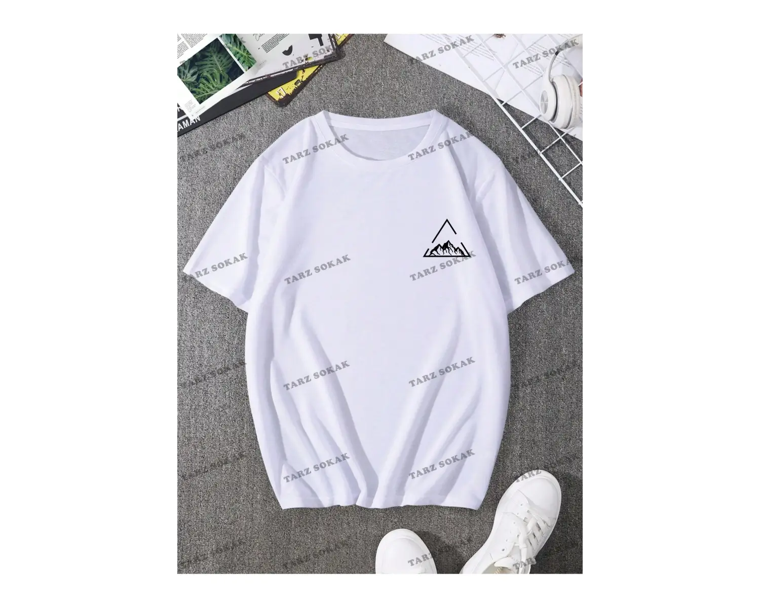 KOD Trend Homme Erkek Dağ ve Geo Baskılı Tişört