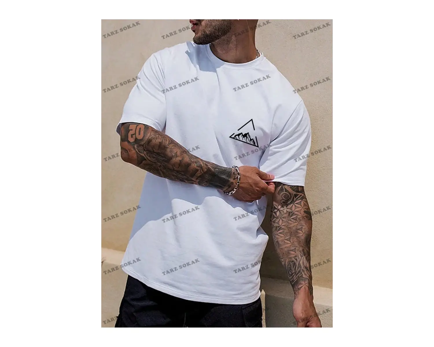 KOD Trend Homme Erkek Dağ ve Geo Baskılı Tişört