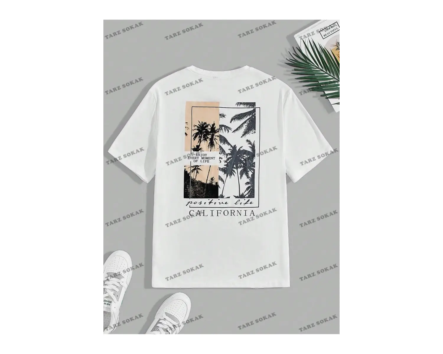 KOD Trend Homme Erkek Hindistan Cevizi Ağacı ve Harf Grafikli Tişört