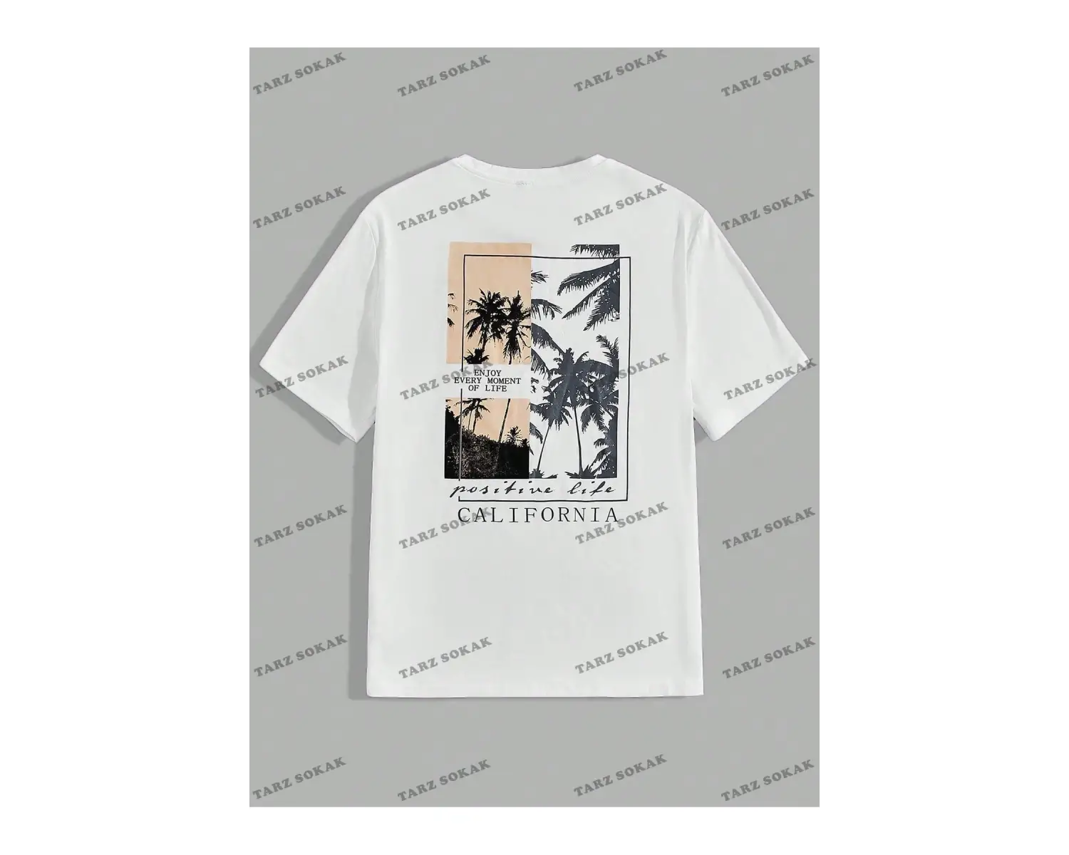 KOD Trend Homme Erkek Hindistan Cevizi Ağacı ve Harf Grafikli Tişört