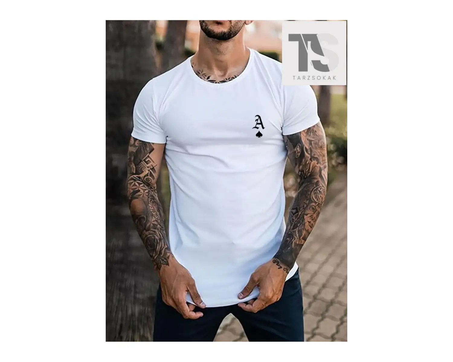 KOD Trend Homme Erkek Oyun Kartı Baskılı Tişört