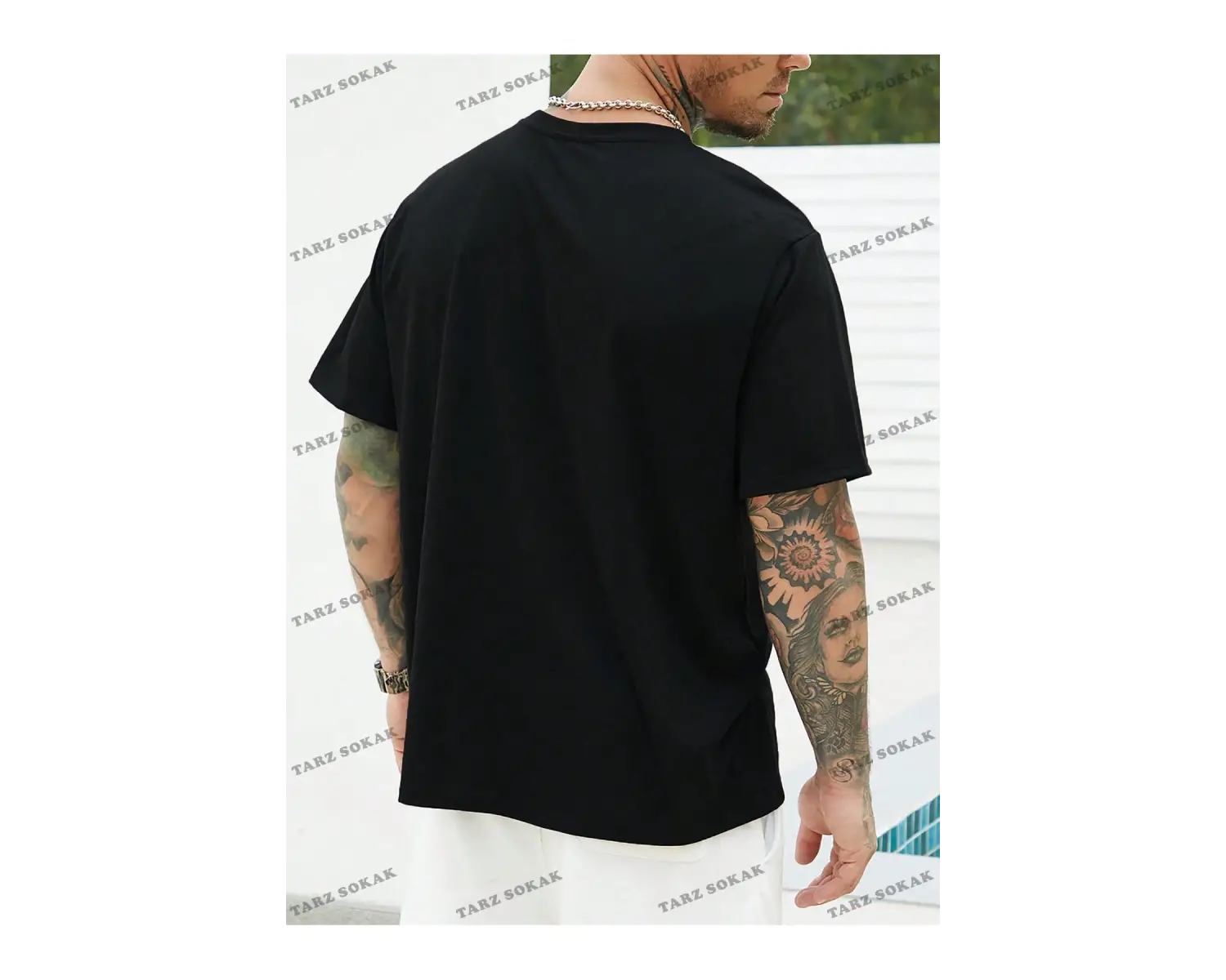 KOD Trend Homme Erkek Plus Katı Yuvarlak Yaka Tişört