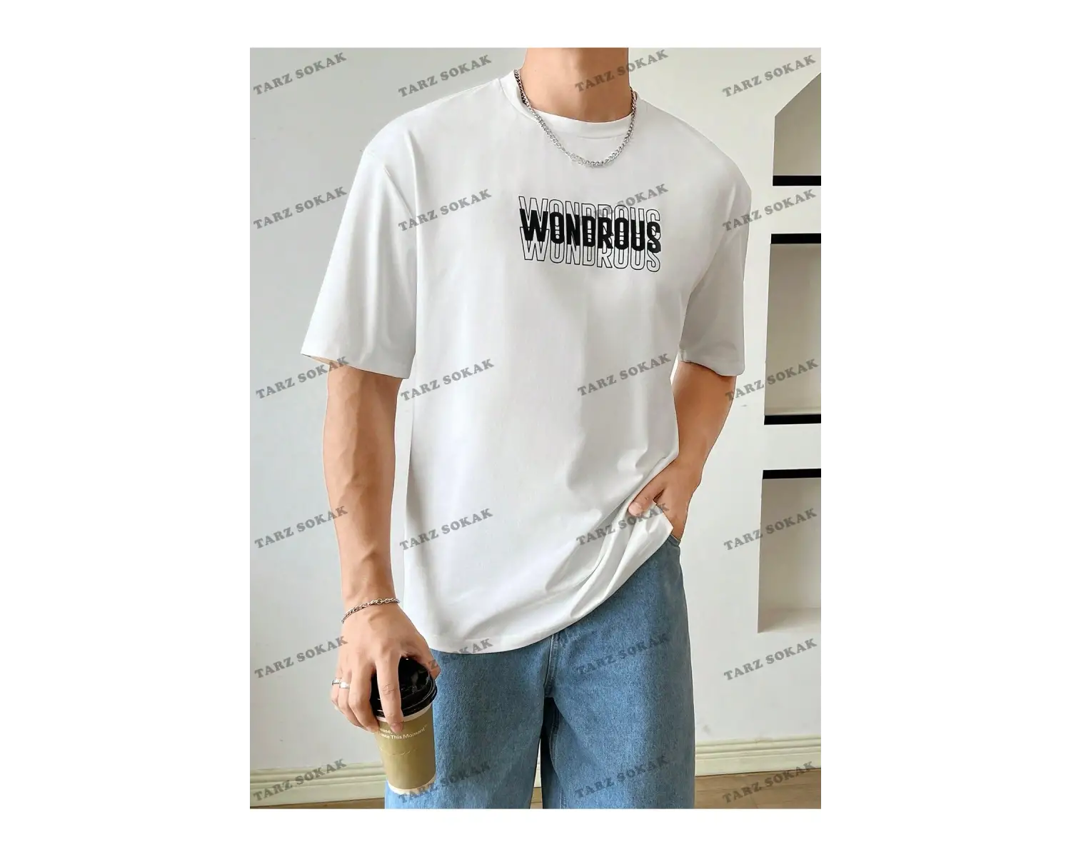 KOD Trend Hypemode Erkek Loose-Fit Letter Grafik Örme Tişört