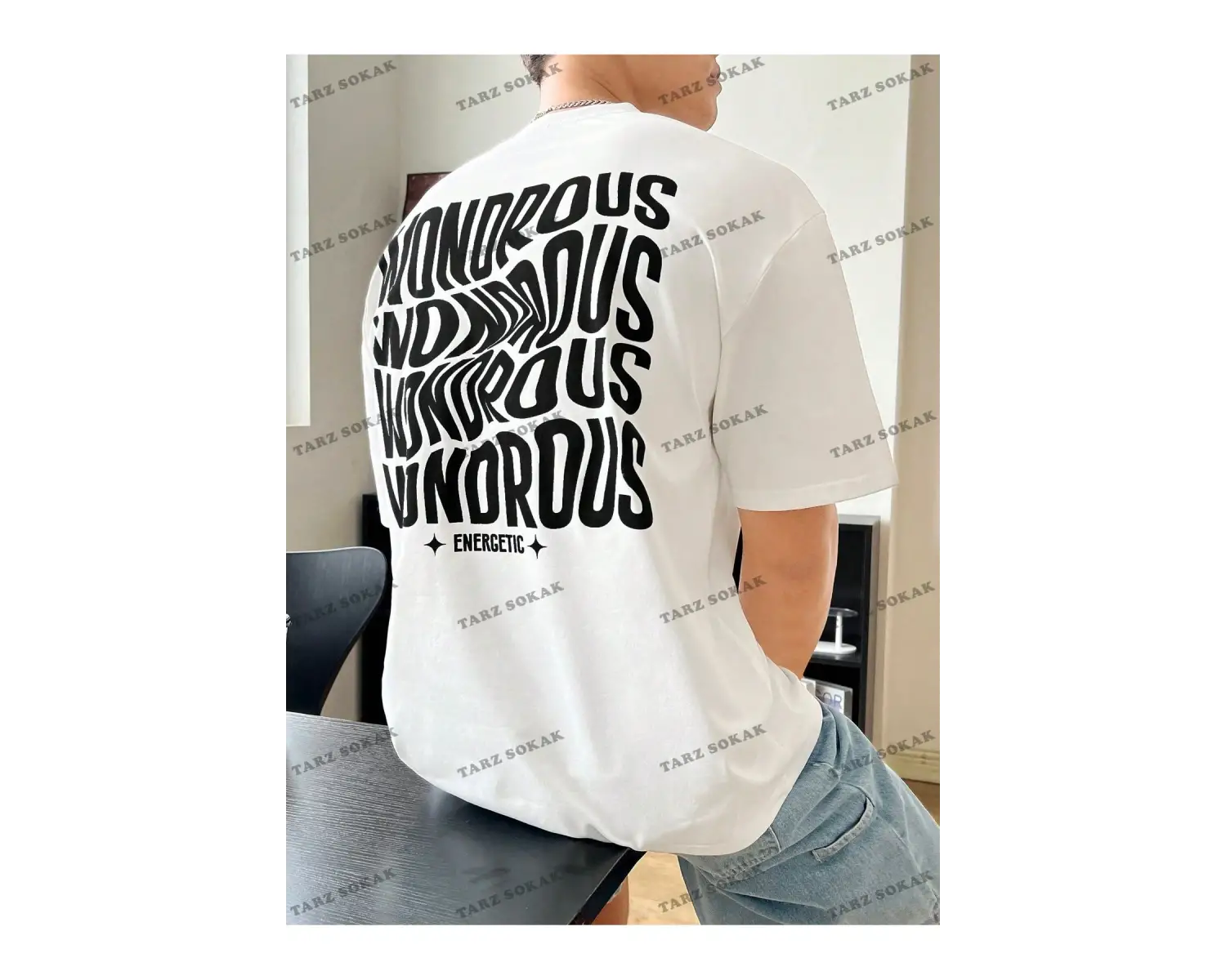 KOD Trend Hypemode Erkek Loose-Fit Letter Grafik Örme Tişört