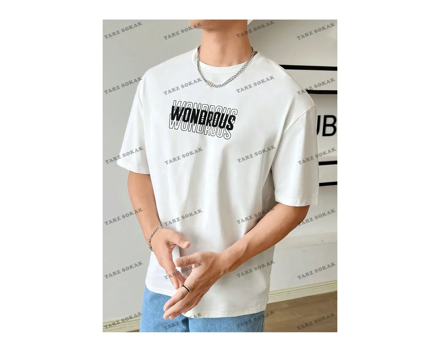 KOD Trend Hypemode Erkek Loose-Fit Letter Grafik Örme Tişört