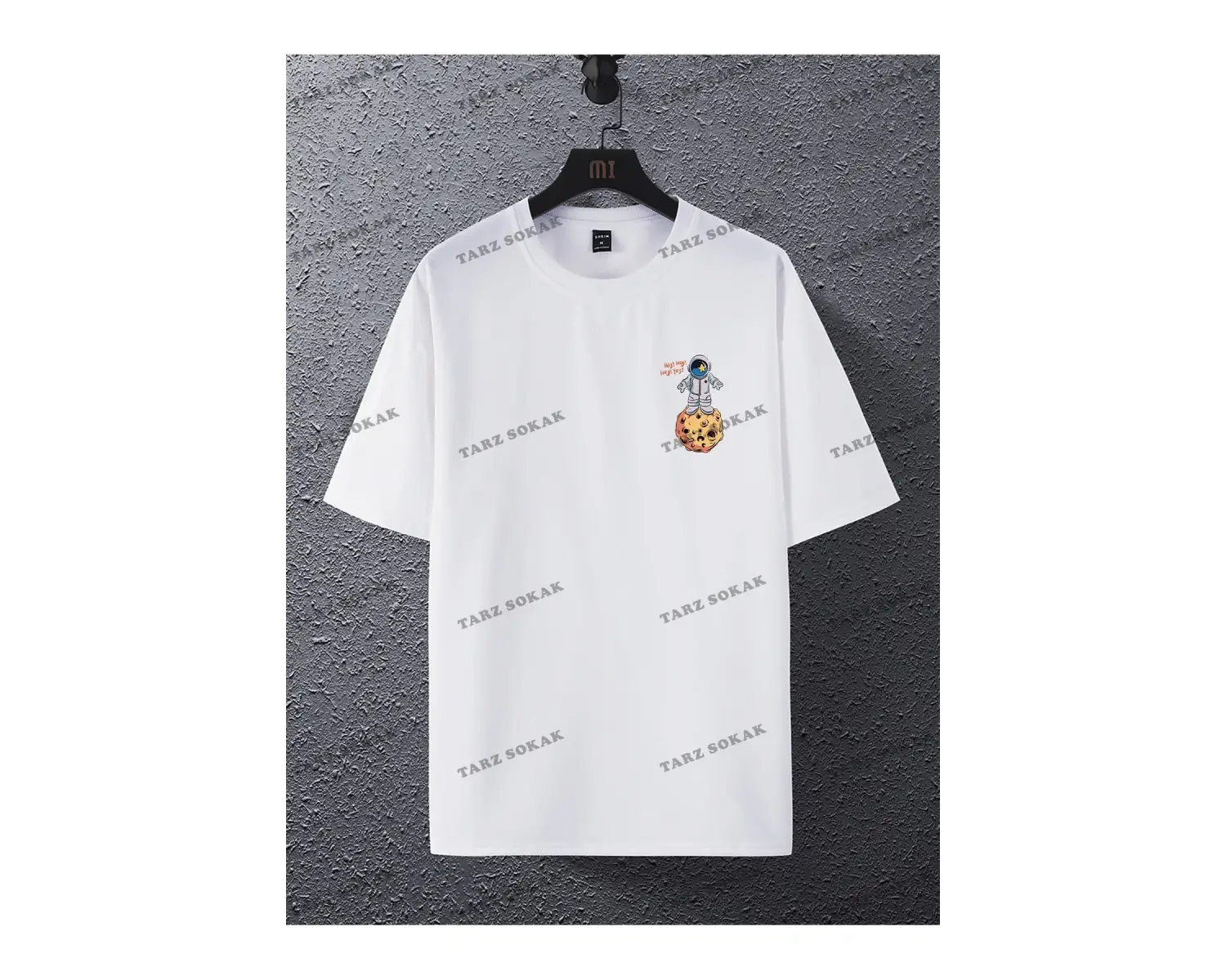 KOD Trend Hypemode Loose Fit Erkek Karikatür ve Slogan Grafikli Düşük Omuz Tişört