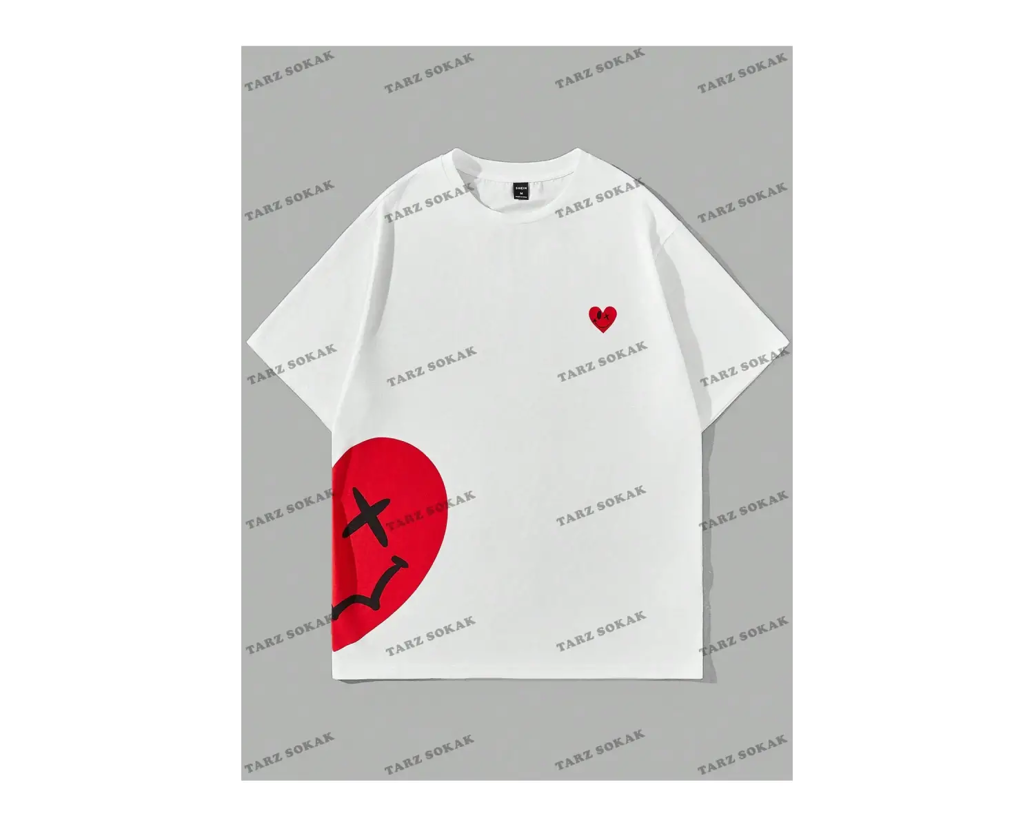 KOD Trend Hypemode Salaş Erkek Kalp Baskılı Tişört