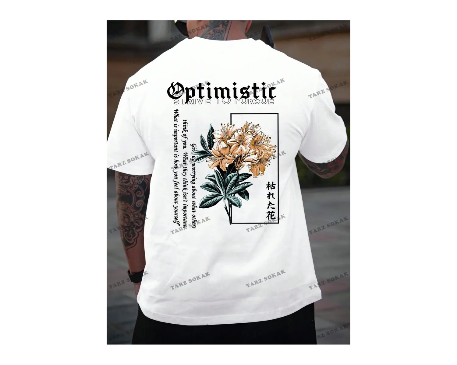 KOD Trend LEGND Erkek Çiçek & Slogan Grafikli Tişört