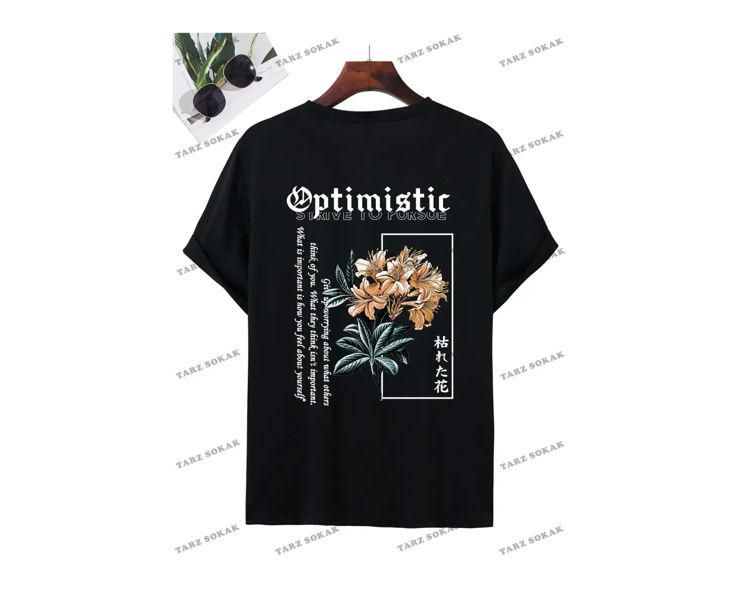 KOD Trend LEGND Erkek Çiçek & Slogan Grafikli Tişört