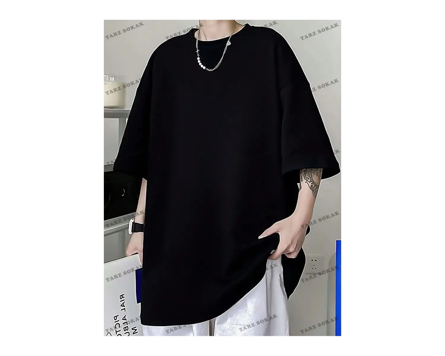 KOD Trend Loose Fit Erkek Düz Renk Yuvarlak Yaka Tişört