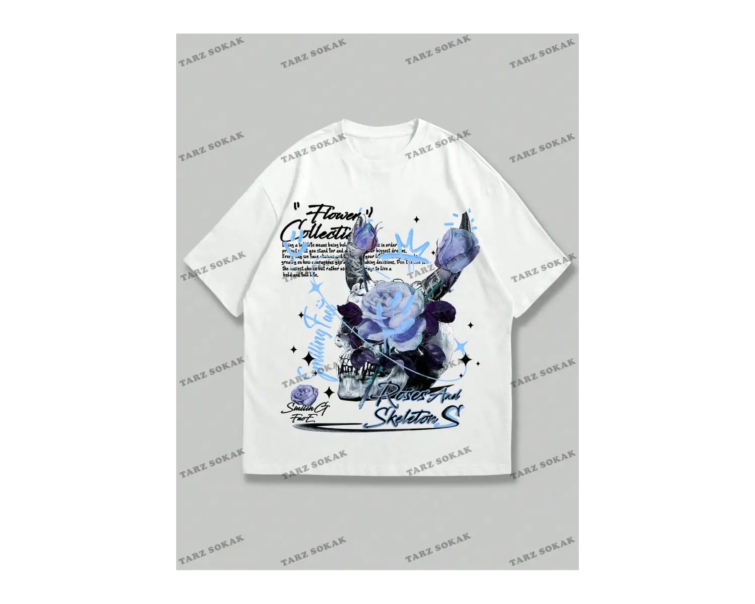 KOD Trend Street Life Erkek Çiçek & Slogan Grafikli Tişört