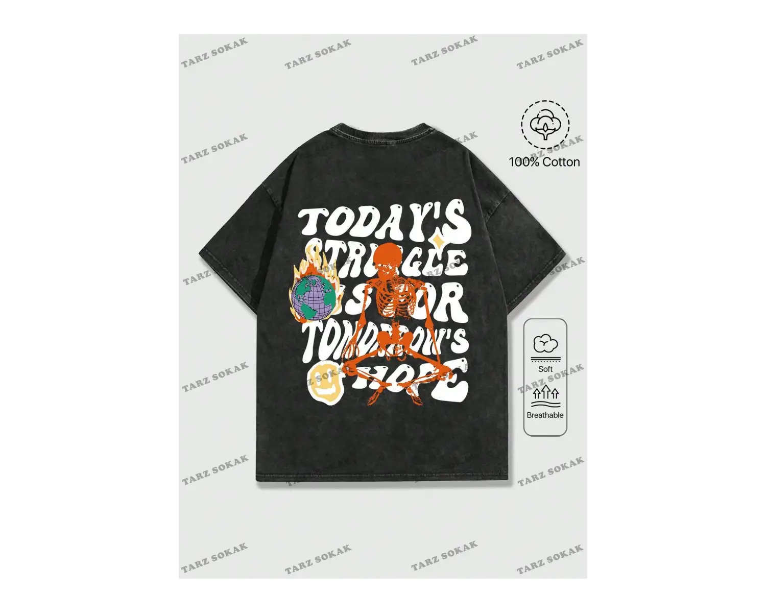 KOD Trend Street Life Erkek Grafik Baskı Yuvarlak Yaka Kısa Kollu Tişört