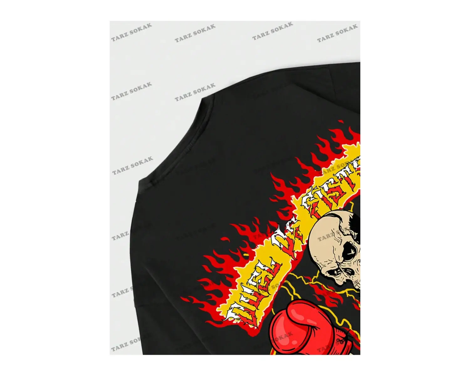 KOD Trend Street Life Erkek Kafatası ve Harf Grafikli Tişört