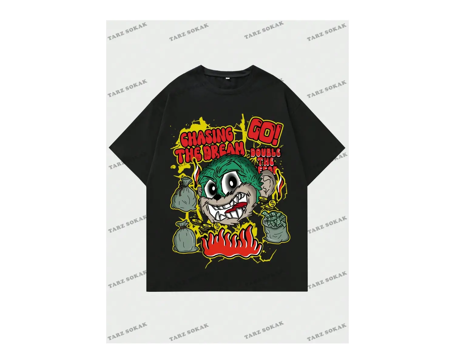 KOD Trend Street Life Erkek Karikatür & Slogan Grafikli Tişört