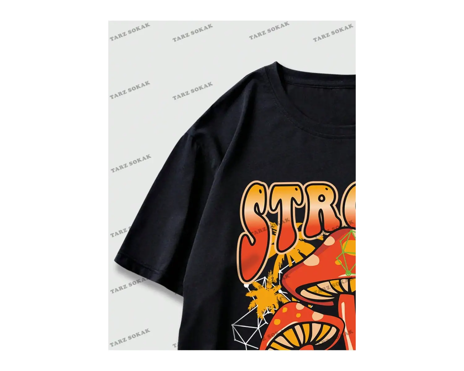 KOD Trend Street Life Erkek Mantar & Slogan Grafikli Tişört