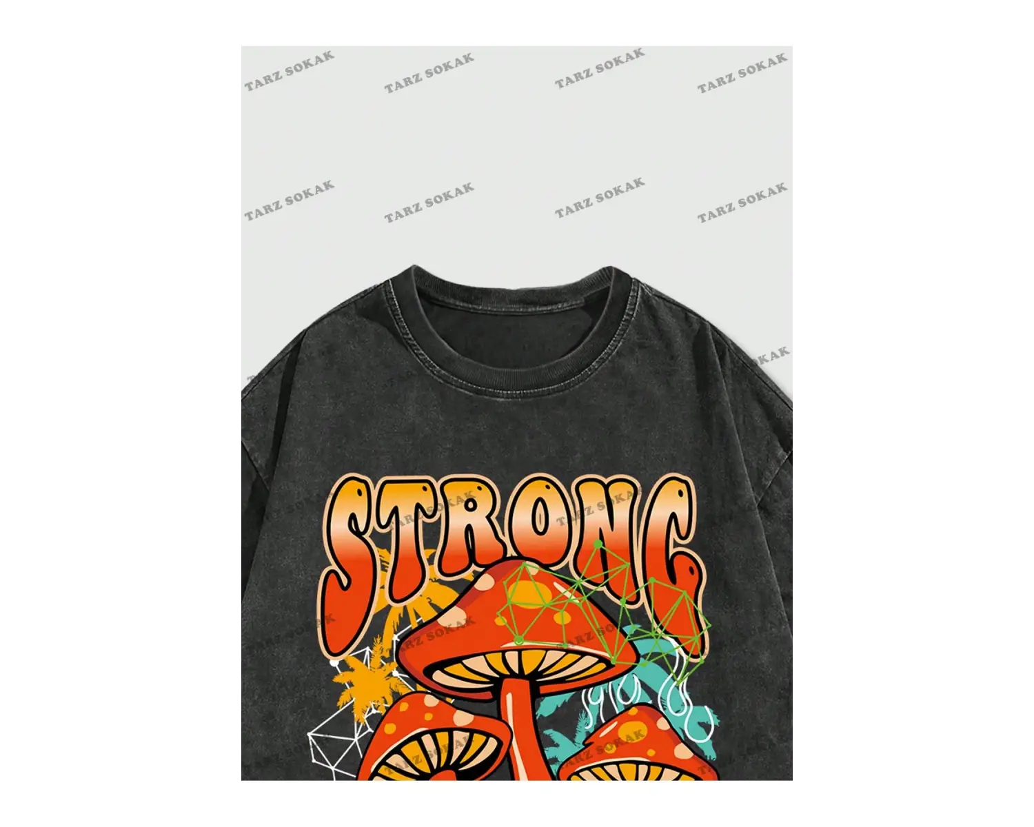 KOD Trend Street Life Erkek Mantar Ve Harf Baskılı T-shirt