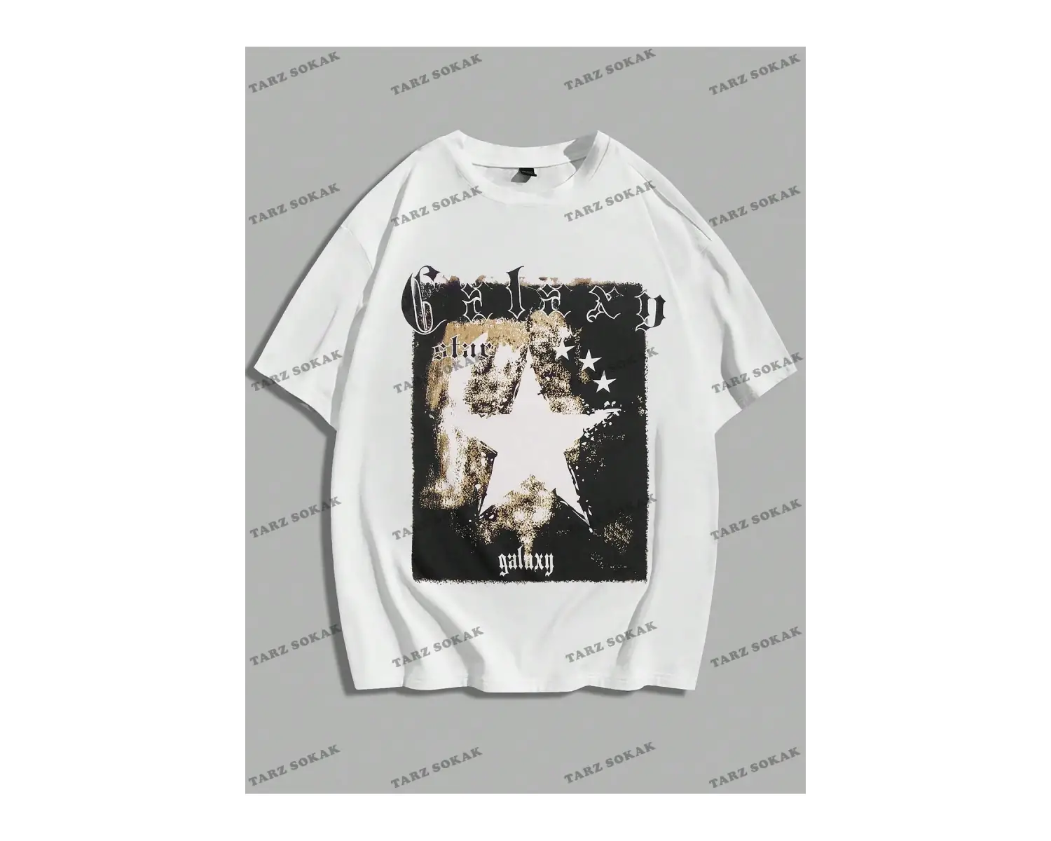 KOD Trend Street Life Erkek Pamuk Mektup ve Yıldız Grafikli Tişört