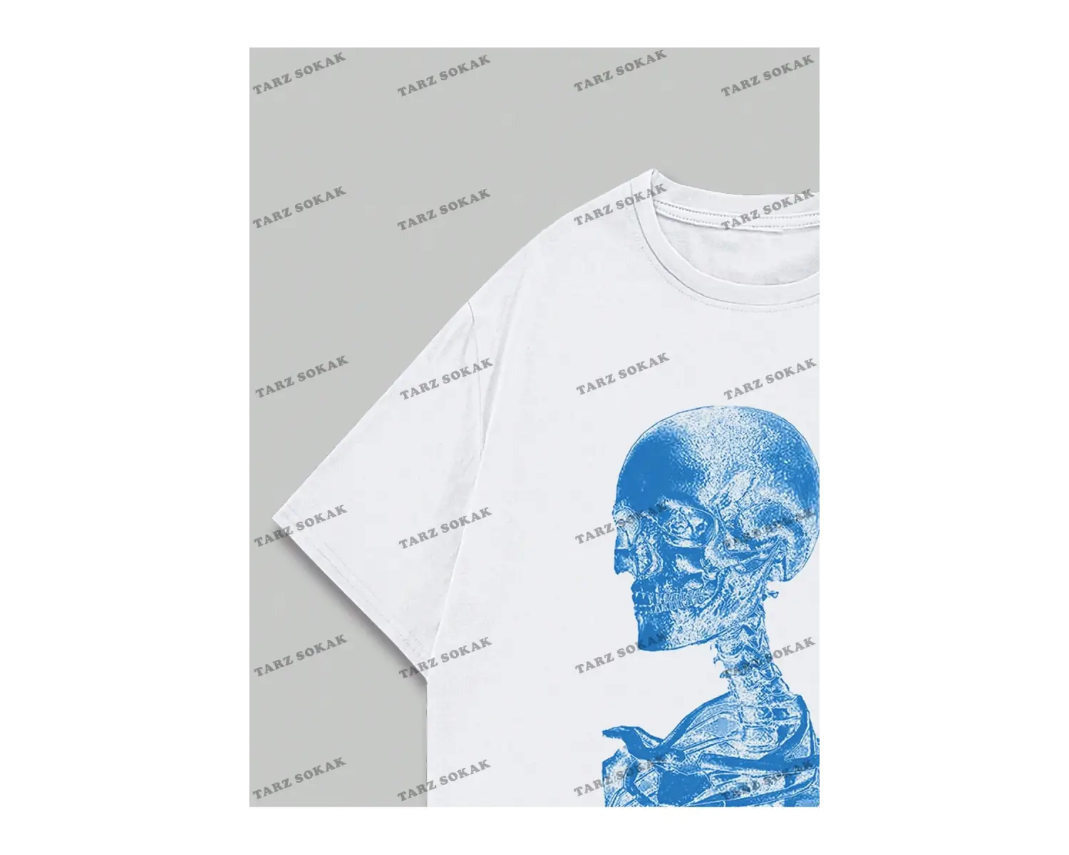 KOD Trend Street Life Erkek Slogan ve İskelet Baskılı Tişört