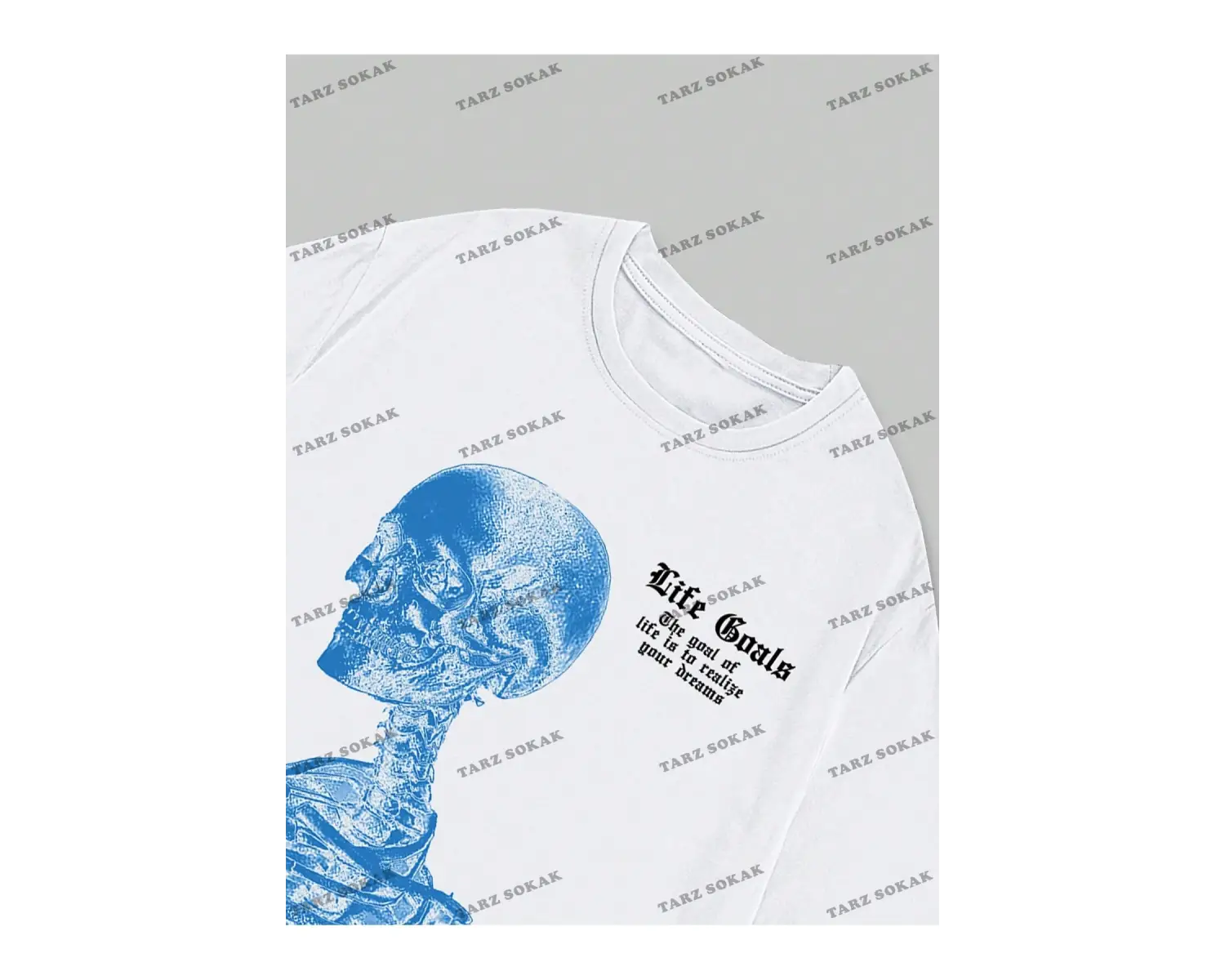 KOD Trend Street Life Erkek Slogan ve İskelet Baskılı Tişört