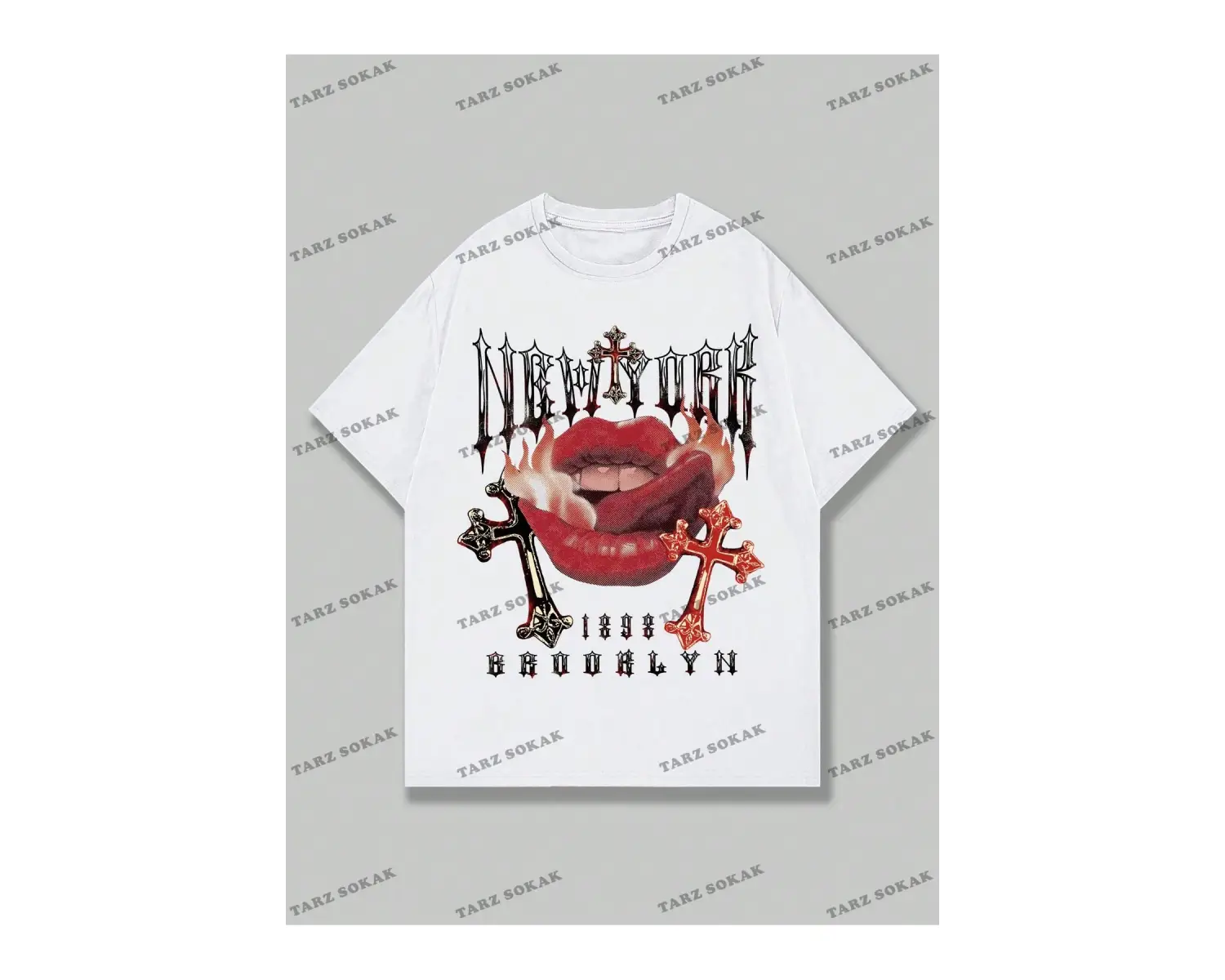 KOD Trend Street Life Harfli ve Dudaklı Kısa Kollu Erkek Tişört