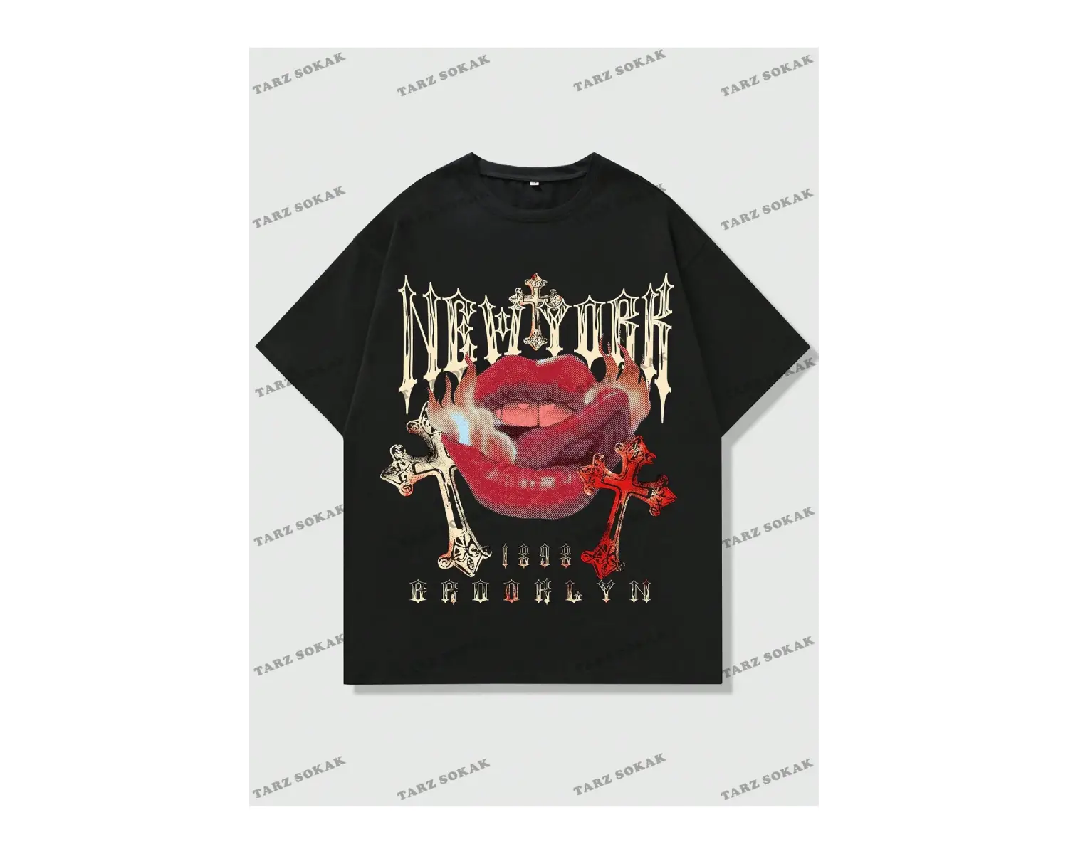 KOD Trend Street Life Harfli ve Dudaklı Kısa Kollu Erkek Tişört