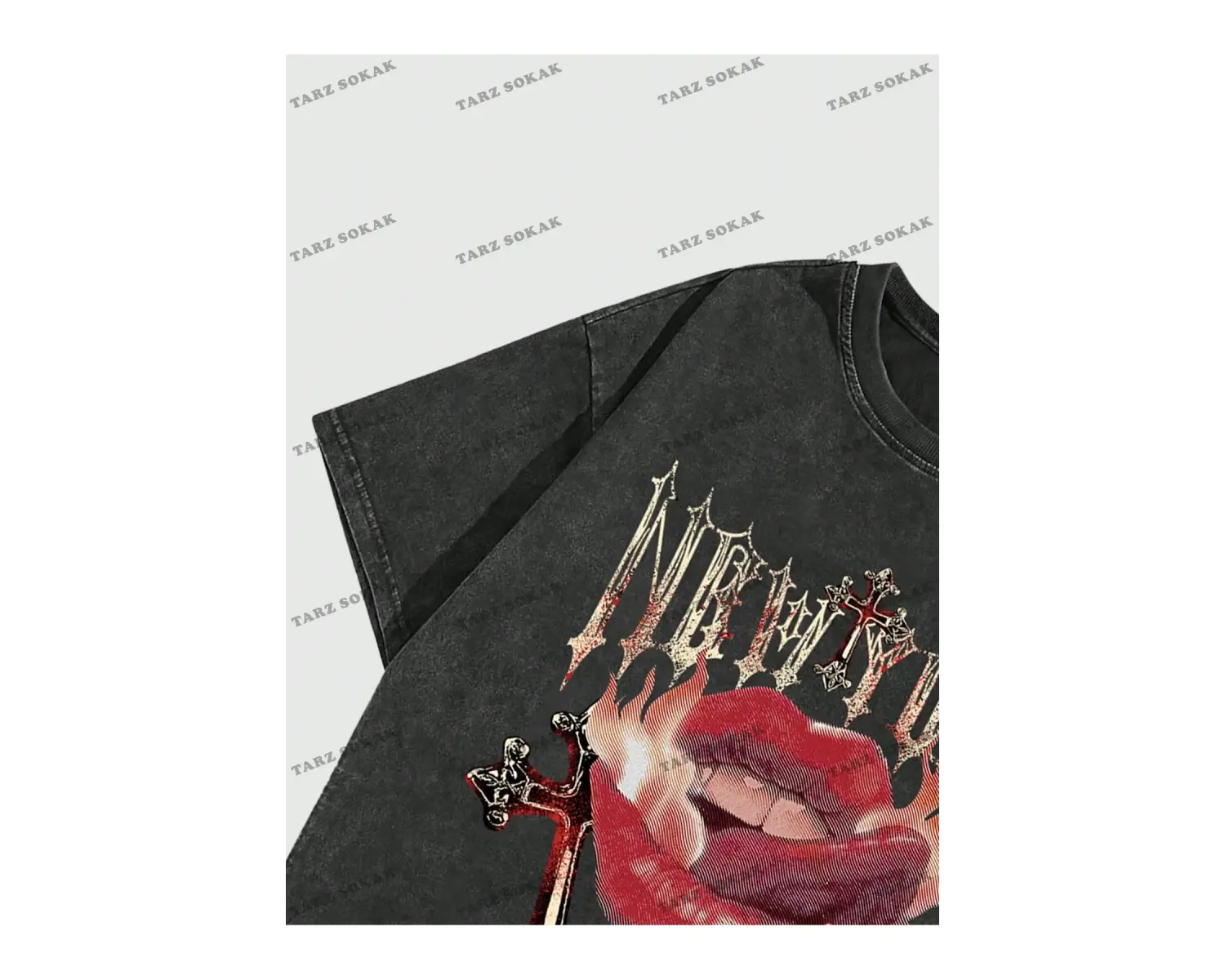 KOD Trend Street Life Harfli ve Dudaklı Kısa Kollu Erkek Tişört