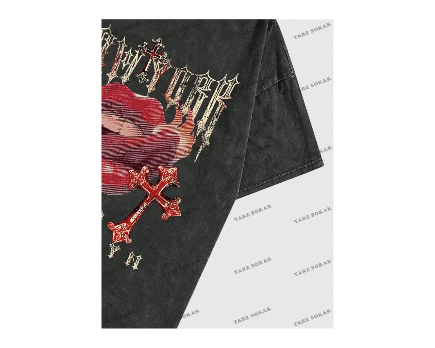 KOD Trend Street Life Harfli ve Dudaklı Kısa Kollu Erkek Tişört