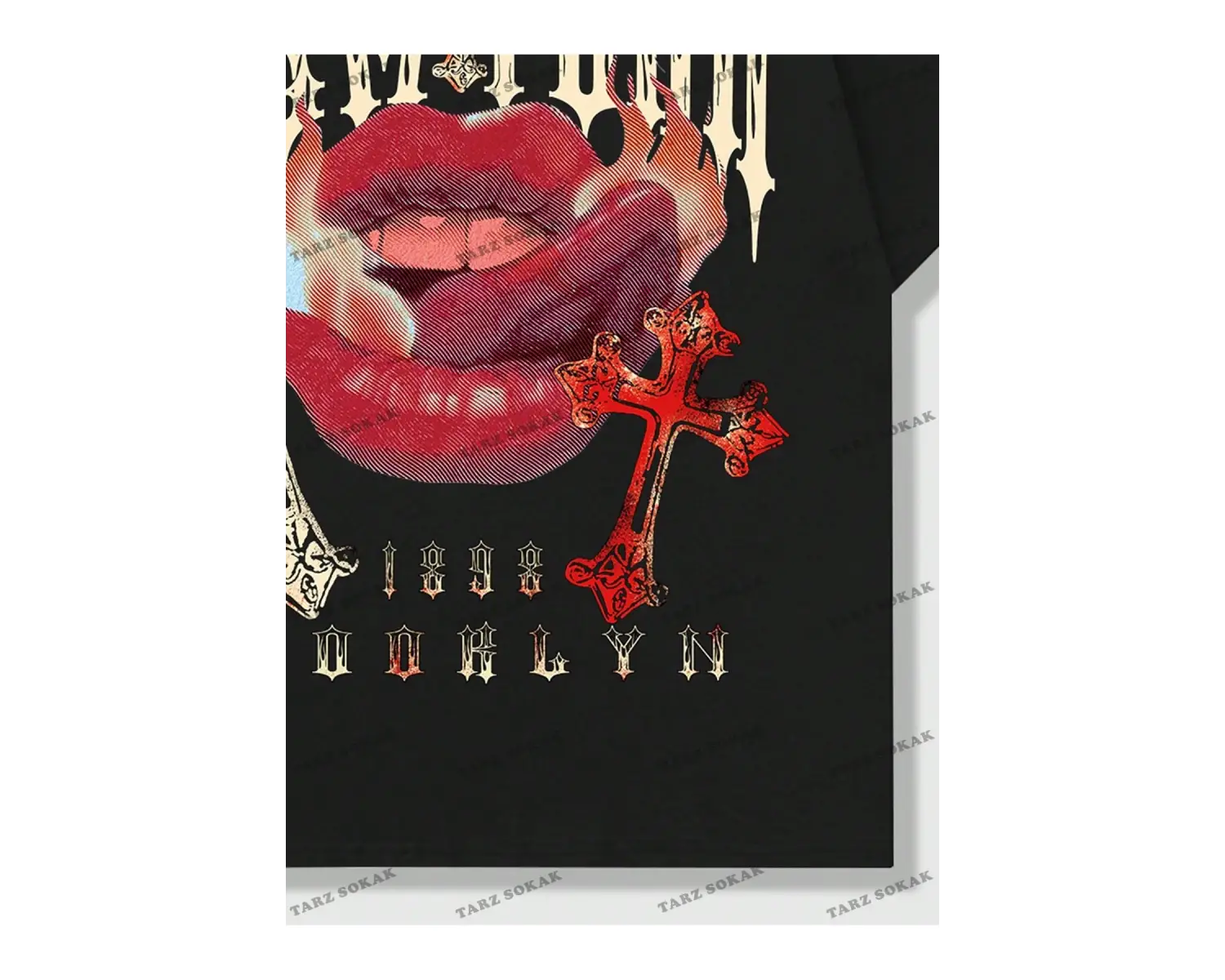 KOD Trend Street Life Harfli ve Dudaklı Kısa Kollu Erkek Tişört