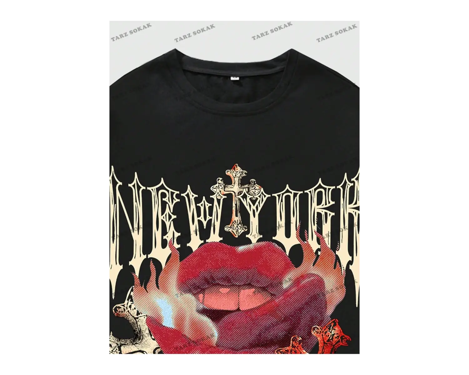 KOD Trend Street Life Harfli ve Dudaklı Kısa Kollu Erkek Tişört